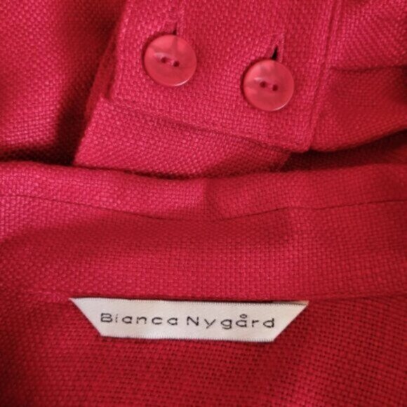 Red Linen Blend Over Shirt Women’s Sz Medium - Picture 4 of 12